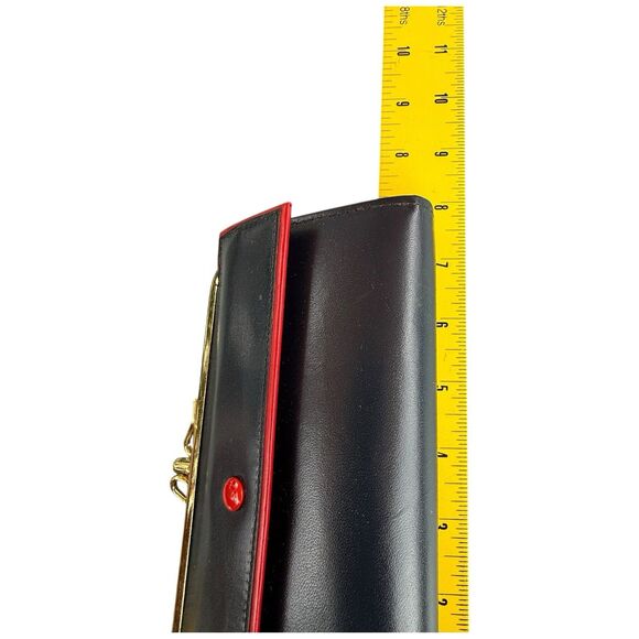 Vtg Leather Wallet Coin Purse Navy Blue Red Trim NOS 60s 70s Belle Brummel NOS - Picture 11 of 16